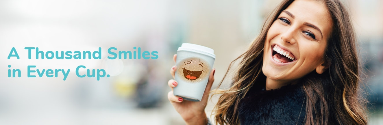 a thousand smiles image lady smiling with happy face cup